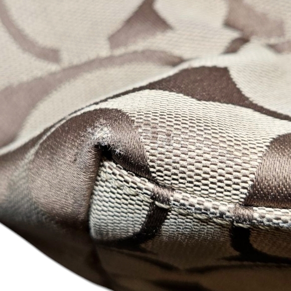 COACH SIGNATURE JACQUARD HOBO SHOULDER CANVAS BAG TAN BROWN F13082 y2k Preppy - Picture 4 of 16